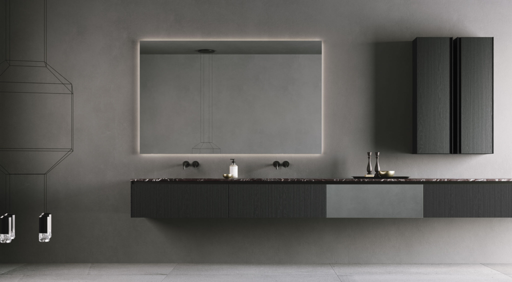 rexa vasque miroir led robinetterie noire