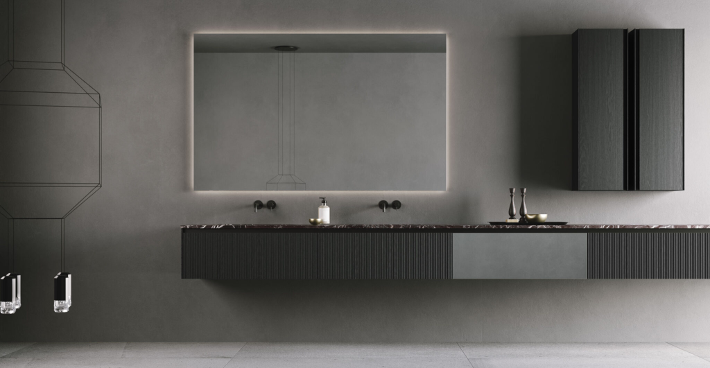 rexa vasque miroir led robinetterie noire