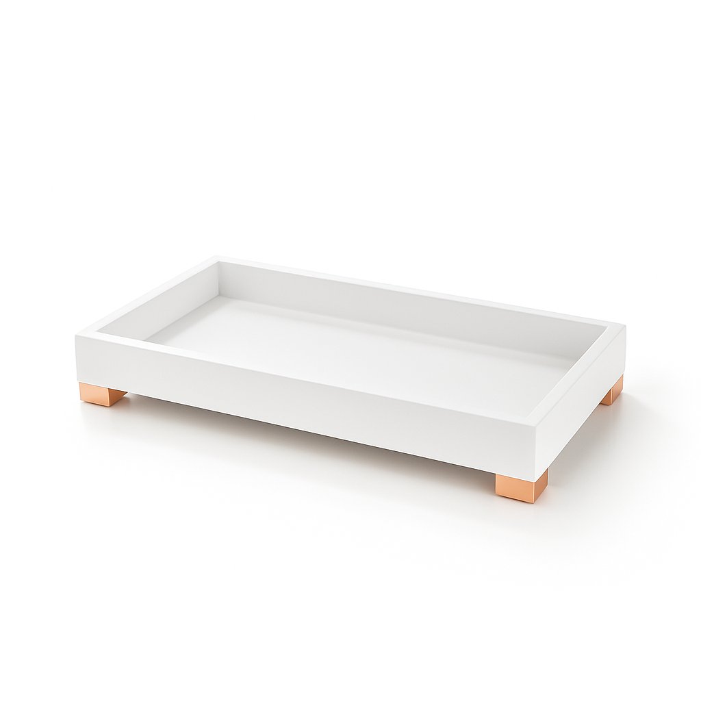 Plateau en Solid Surface de la marque Treesseci - collection BeMood White Deluxe - GDR Polished Pink Gold