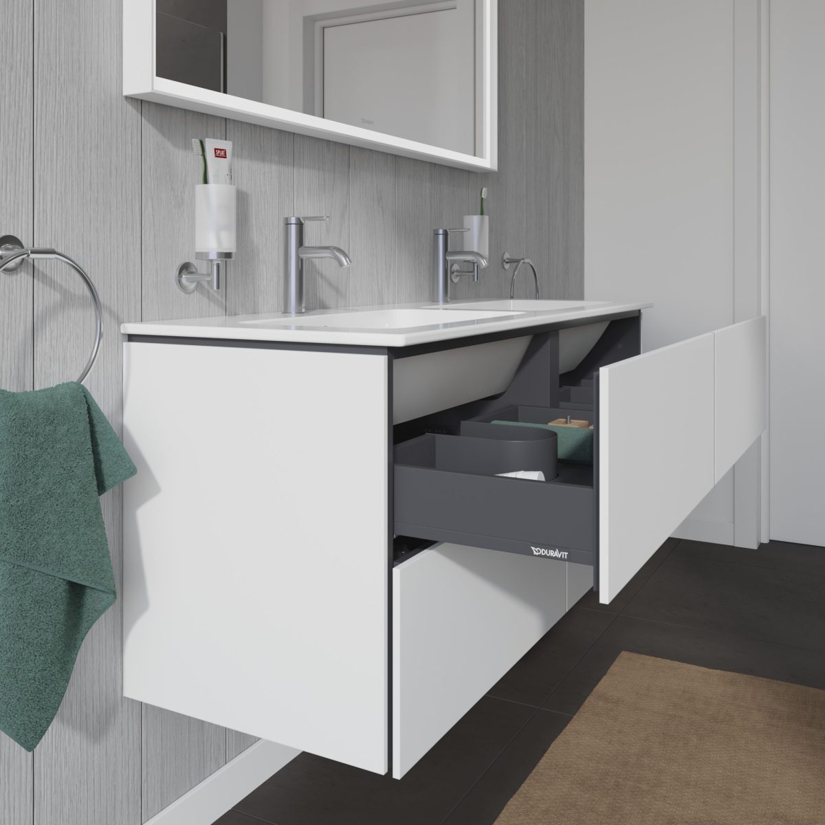 Porte brosse à dents mural laiton et verre Duravit- Starck T – Image 2