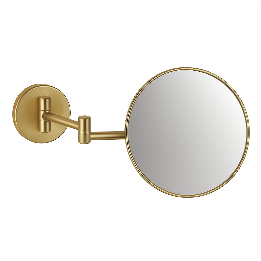 Miroir rond à fixer au mur, de la marque Treesseci - collection Specchi Ingranditori - LX Matt Satin Brass