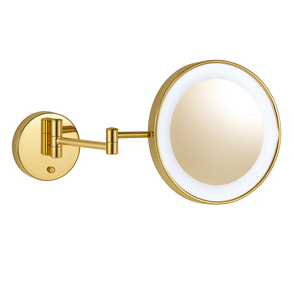 Miroir lumineux rond à pile à fixer au mur laiton Treesseci