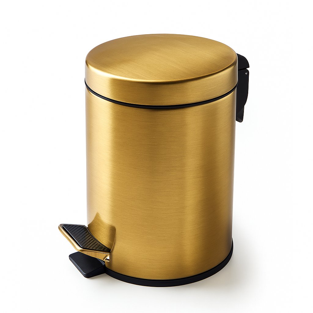 Poubelle de la marque Treesseci - collection Metal Tonda - LX Matt Satin Brass