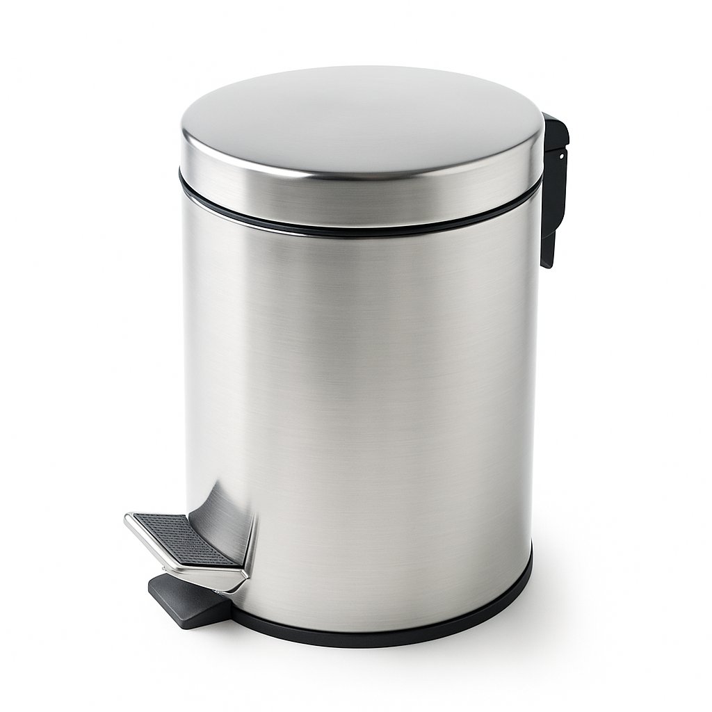 Poubelle de la marque Treesseci - collection Metal Tonda - NK Polished Satin Nickel