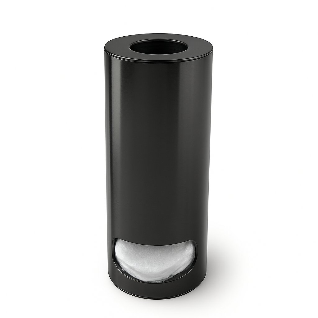 Distributeur de cotons de marque Treesseci, collection Metal Tonda - CFS Polished Satin Black Nickel