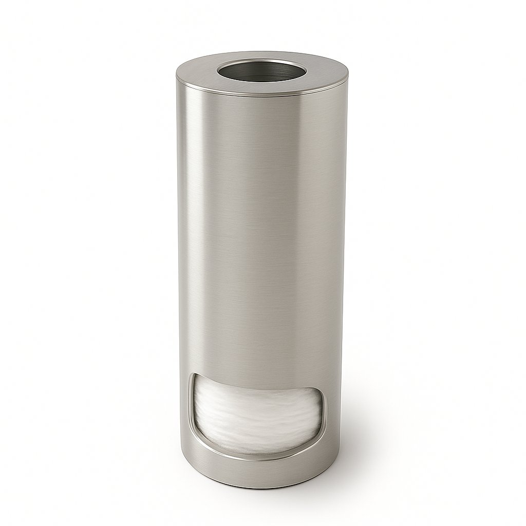Distributeur de cotons de marque Treesseci, collection Metal Tonda - NK Polished Satin Nickel