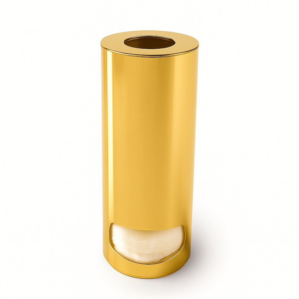 Distributeur de cotons de marque Treesseci, collection Metal Tonda - OL Polished Brass