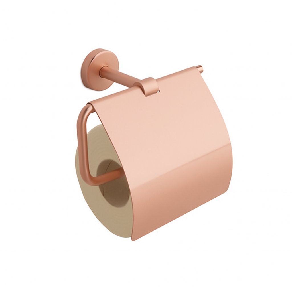 Dérouleur papier toilette avec couvercle de la marque Treesseci collection Mini - GDRM Matt Pink Gold