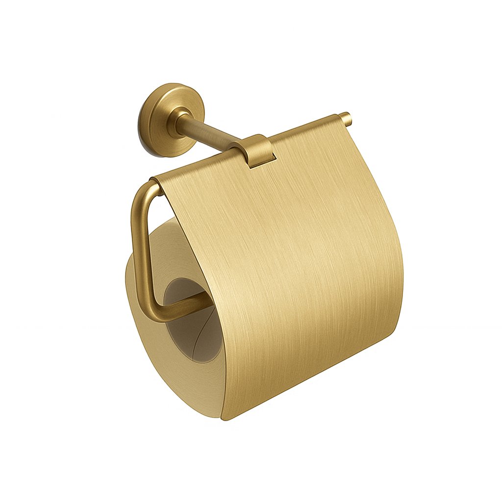 Dérouleur papier toilette avec couvercle de la marque Treesseci collection Mini - LX Matt Satin Brass