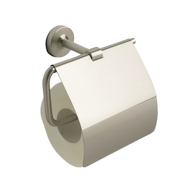 Dérouleur papier toilette avec couvercle de la marque Treesseci collection Mini - NK Polished Satin Nickel