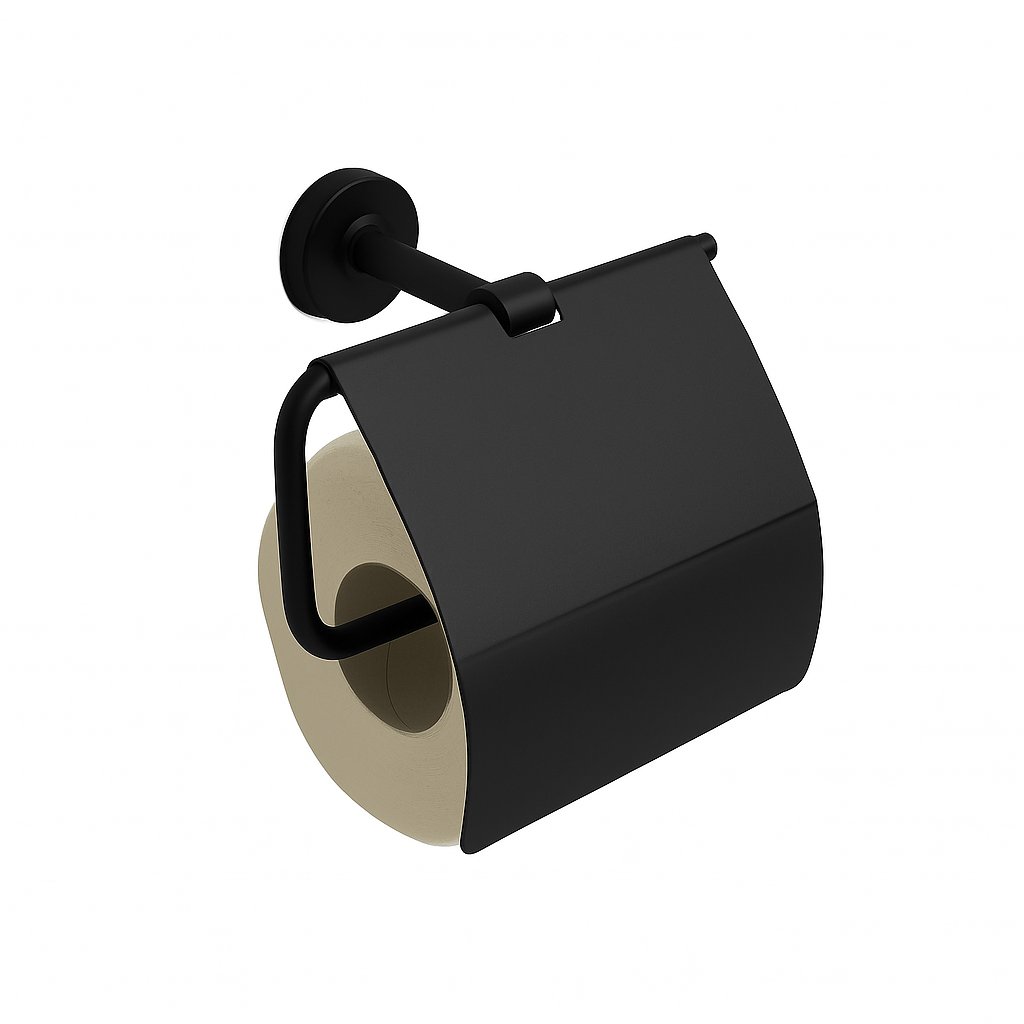 Dérouleur papier toilette avec couvercle de la marque Treesseci collection Mini - NO Matt Black