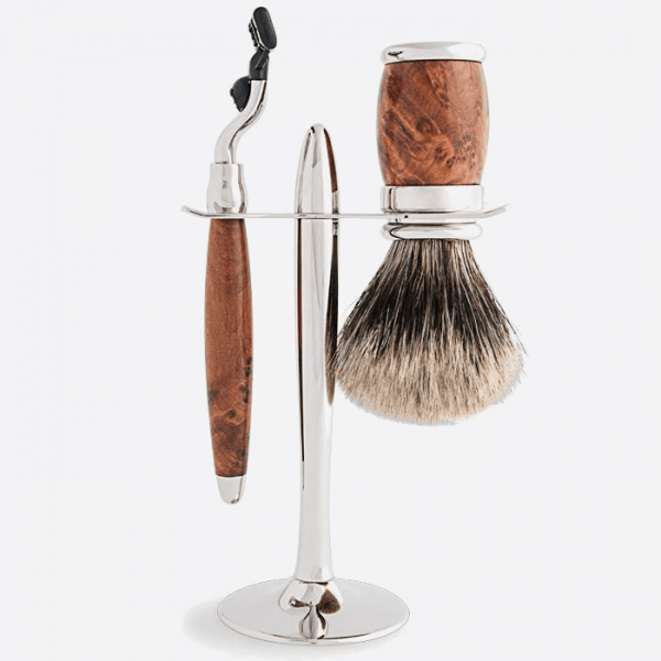 Coffret rasage homme Plisson Prestige Loupe de Thuya Bois Thuya 3 Lames Gillette® Mach 3™