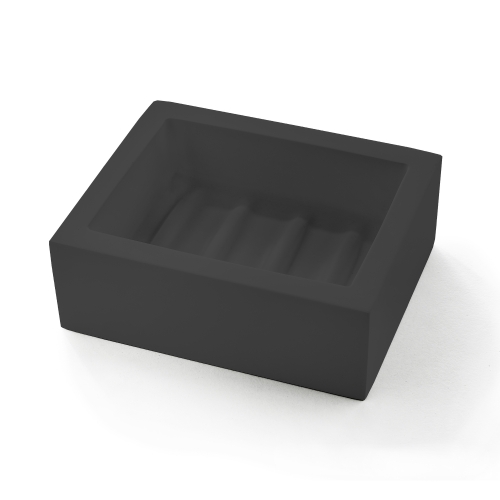 Porte savon en Solid Surface noir finition nickel brilant satiné