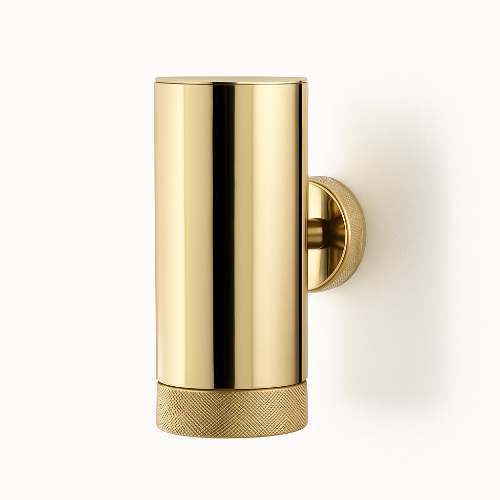 Porte brosse à dents mural de la marque Treesseci - collection Ribon - OL Polished Brass