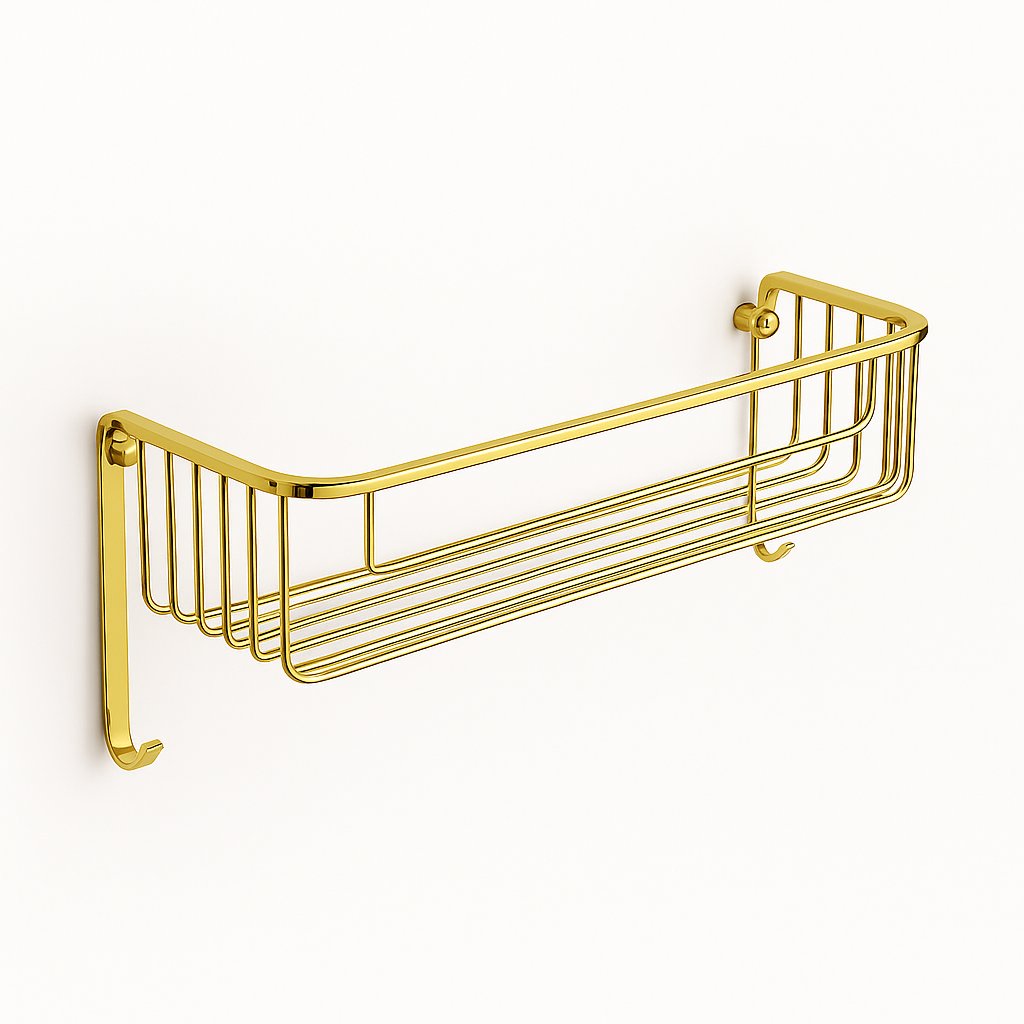 Panier étagère de douche, de la marque Treesseci - collection Wil - OL Polished Brass