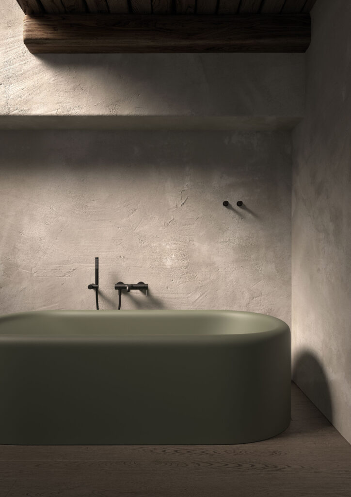 baignoire-verte-mur-beton